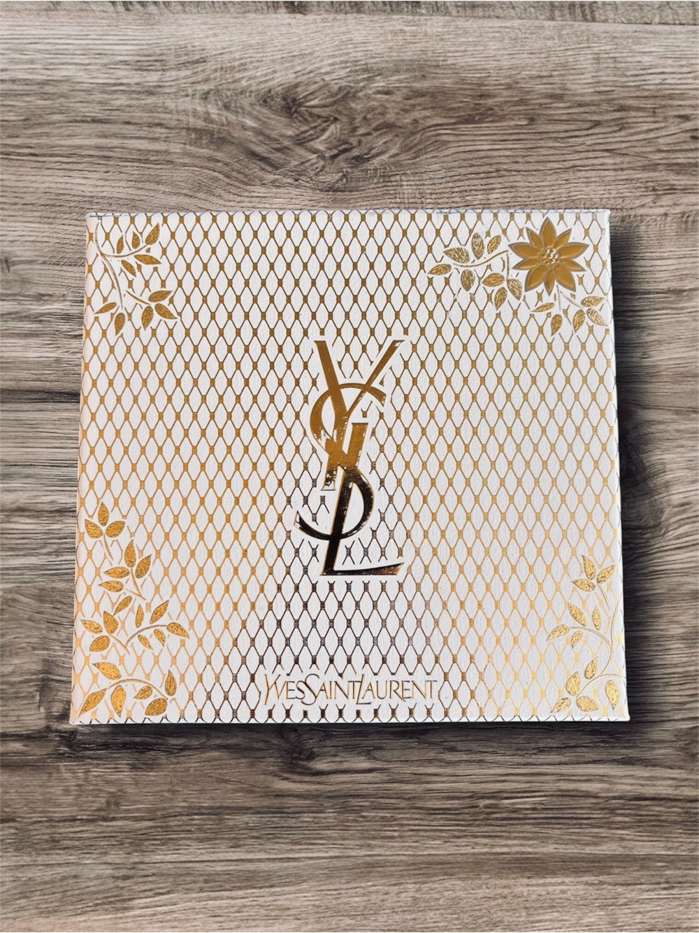 YVES SAINT LAURENT Authentic YSL White Gold Floral Collector Gift Storage Box
